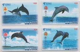 CHINA 2004 DOLPHIN FULL SET OF 4 USED PHONE CARDS - Delphine