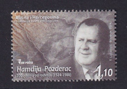 BOSNIA AND HERZEGOVINA  2024,POST SARAJEVO,HAMDIJA POZDERAC1924-1988,POLITIK,PERSONS,,MNH - Bosnien-Herzegowina