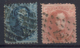 BELGIUM STAMPS, 1863. Mi.#12B, 13B, USED - 1883 Leopold II.