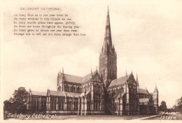 CL19. Vintage Postcard.  Salisbury Cathedral And Poem. Wiltshire. - Salisbury