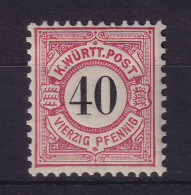 Württemberg Schwarze Ziffer Im Kreis 40 Pfennig  Mi-Nr. 62 Postfrisch ** - Nuevos