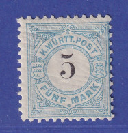 Württemberg Schwarze Ziffer Im Kreis 5 Mark  Mi-Nr. 54 Postfrisch ** - Neufs