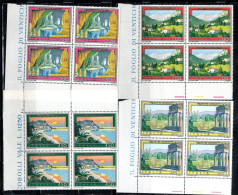 ITALIA REPUBBLICA ITALY REPUBLIC 1982 PROPAGANDA TURISTICA TOURISM SERIE QUARTINA ANGOLO DI FOGLIO BLOCK MNH - 1981-90: Nieuw/plakker