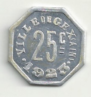 Nécessité - GEX - 25 Centimes - 1923 - Aluminium - TB/ TTB - Monétaires / De Nécessité