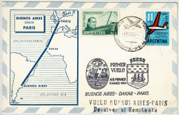 Argentinien / Argentina 1964, Luftpostbrief Erstflug Air France Buenos Aires - Dakar - Paris (Frankreich) - Poste Aérienne