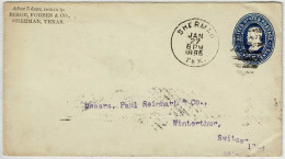 Vereinigte Staaten / USA 1896, Ganzsachen-Brief / Stationery Sherman - Winterthur (Schweiz), Via New York - ...-1900