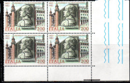 ITALIA REPUBBLICA ITALY REPUBLIC 1982 FEDERICO DA MONTEFELTRO QUARTINA ANGOLO DI FOGLIO  BLOCCO MNH - 1981-90: Mint/hinged