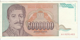 5 000 000 Dinara - 5 Million Dinara - 1993 - Yugoslavia - Karađorđe Petrović - Karađorđe "Konak" And Church - Joegoslavië