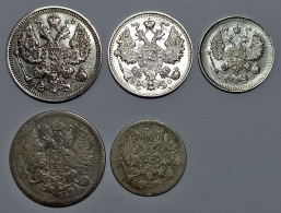 Russie, Alexandre II, Nicolas II, Kopecks Séries 1871/1915 (5 Monnaies) - Russie