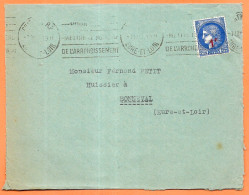 1941 Lettre Avec Type Cérès Surchargé YT 487 Seul Sur Lettre De Chartres à Bonneval 28 - Brieven En Documenten