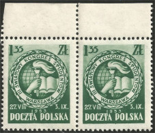 740 Pologne Students Congress Etudiants Paire Pair Bord De Feuille Margin Copy MNH ** Neuf SC (POL-228) - Andere & Zonder Classificatie