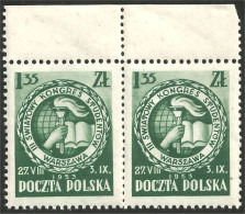 740 Pologne Students Congress Etudiants Paire Pair Bord De Feuille Margin Copy MNH ** Neuf SC (POL-227) - Neufs