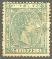 748 Puerto-Rico 1878 Roi King Alfonso XII 25c Vert Foncé Dark Green (PUE-5c) - Porto Rico