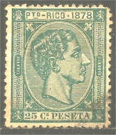 748 Puerto-Rico 1878 Roi King Alfonso XII 25c Vert Foncé Dark Green (PUE-5b) - Puerto Rico