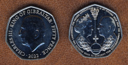 Gibraltar 50 Pence 2022, King Charles III's Accession, KM#1867, Unc - Gibilterra