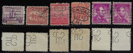 USA United States 1902/1965 6 Stamp With Perfin STP By Chicago Milwaukee & Saint Paul Railway Co. Lochung Perfore - Perforés