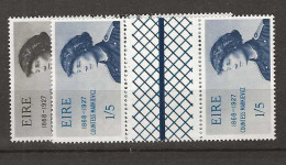 1968 MNH Ireland Mi 206-07 Gutter Pairs Unfolded - Unused Stamps