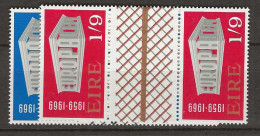 1969 MNH Ireland Mi 230-31 Gutter Pairs Unfolded - Unused Stamps