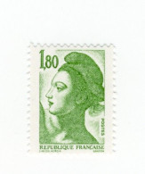 Liberté 1fr80 Vert YT 2375a Sans Phospho. Pas Courant, Voir Le Scan. Cote YT : 11 €, Maury N° 2381f : 13 €. PRIX FIXE. - Neufs