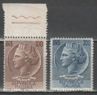 ITALIA 1954 - Siracusana 100 E 200 L. (filigrana Ruota) ** - 1946-60: Ungebraucht