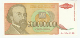 5 000 000 000 Dinara - 5 Billion Dinara  - 1993 - Yugoslavia - Đura Jakšić - Manastir Vraćevšnica - Yougoslavie