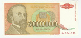 5 000 000 000 Dinara - 5 Billion Dinara  - 1993 - Yugoslavia - Đura Jakšić - Manastir Vraćevšnica - Joegoslavië