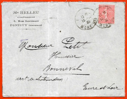 1930 Lettre Avec Timbre Semeuse Lignée YT 199 Seul Sur Lettre En-tête Maître HELLEU De 56 Pontivy Vers Bonneval - Brieven En Documenten