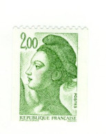 Liberté 2fr Vert De Roulette YT 2487d Sans Phospho. Rare, Voir Le Scan. Cote YT : 22 €, Cote Maury N° 2487b : 33 €. - Neufs