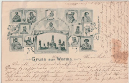 AK Gruß Aus Worms, Lutherdenkmal Mit Einzelportraits 1897 - Worms