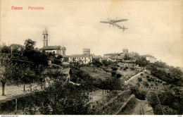 Crenna - Cartolina Panoramica Con Velivolo In Volo - Marcofilía (Aviones)