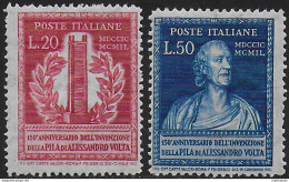 1949 Italia A. Volta 2v. Mc MNH Sassone N. 611/12 - 1946-60: Mint/hinged