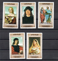Yemen 1968 Set Raphael/Art/Paintings Stamps (Michel 751/55) Nice MNH - Yemen