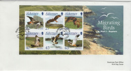 Alderney 2002 FDC Sc 190a Hobby, Black Kite, Merlin, Honey Buzzard, Osprey, Marsh Harrier Sheet - Alderney