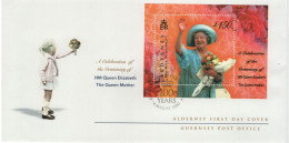 Alderney 2000 FDC Sc 154 1pd50p Queen Mother, 100th Birthday - Alderney