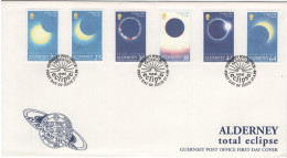 Alderney 1999 FDC Sc 128-133 Total Solar Eclipse - Alderney