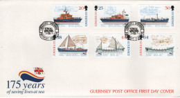 Guernsey 1999 FDC Sc 684-689 Royal Lifeboat Assn, 175th Ann - Guernsey