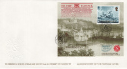 Guernsey 1997 FDC Sc 596 St Peters Port, Sailing Ship Sheet Of 2 Pacific 97 - Guernsey