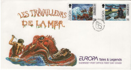 Guernsey 1997 FDC Sc 591-592 Les Travailleurs De La Mer Victor Hugo EUROPA - Guernsey