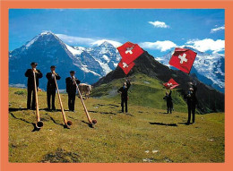 A420 / 007 Eiger Monch Jungfrau Joueurs Do Cor Des Alpes Lanceurs Drapeau - Mon