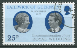 Guernsey 1973 Hochzeit Prinzessin Anne & Mark Phillips 88 Gestempelt - Guernsey