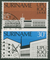 Surinam 1974 Weltpostverein UPU Postamt Paramaribo 680/81 Gestempelt - Surinam