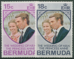 Bermuda-Inseln 1973 Hochzeit Prinzessin Anne & Marc Phillpis 291/92 Postfrisch - Bermudas