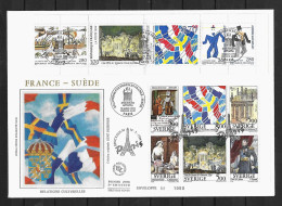 1994 Joint/Commune France And Sweden, FRENCH MIXED FDC WITH BOTH STRIPS: Cultural Relations - Emisiones Comunes