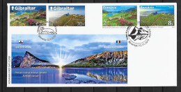 RARE 2019 Joint Romania And Gibraltar, MIXED FDC WITH 2+2 STAMPS: Mountains - Gezamelijke Uitgaven