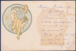 CPA Mucha Art Nouveau Illustrateur Femme Woman Circulé Voir Dos - Mucha, Alphonse