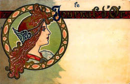 CPA Art Nouveau Femme Girl Women Type Mucha Kirchner Publicité Publicitaire Le Journal D'or Circulé - Ante 1900