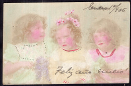 Argentina - 1906 - Children - Colorized Photo - Three Girls Portrait - Groupes D'enfants & Familles