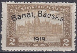 Hongrie Banat Bacska 1919 Mi 16a * Palais Du Parlement (J33) - Banat-Bacska