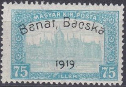 Hongrie Banat Bacska 1919 Mi 13 * Palais Du Parlement (J33) - Banat-Bacska