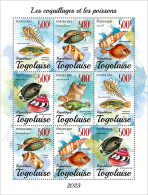 Togo 2023, Animals, Fishes And Shells, 9val In BF - Conchas